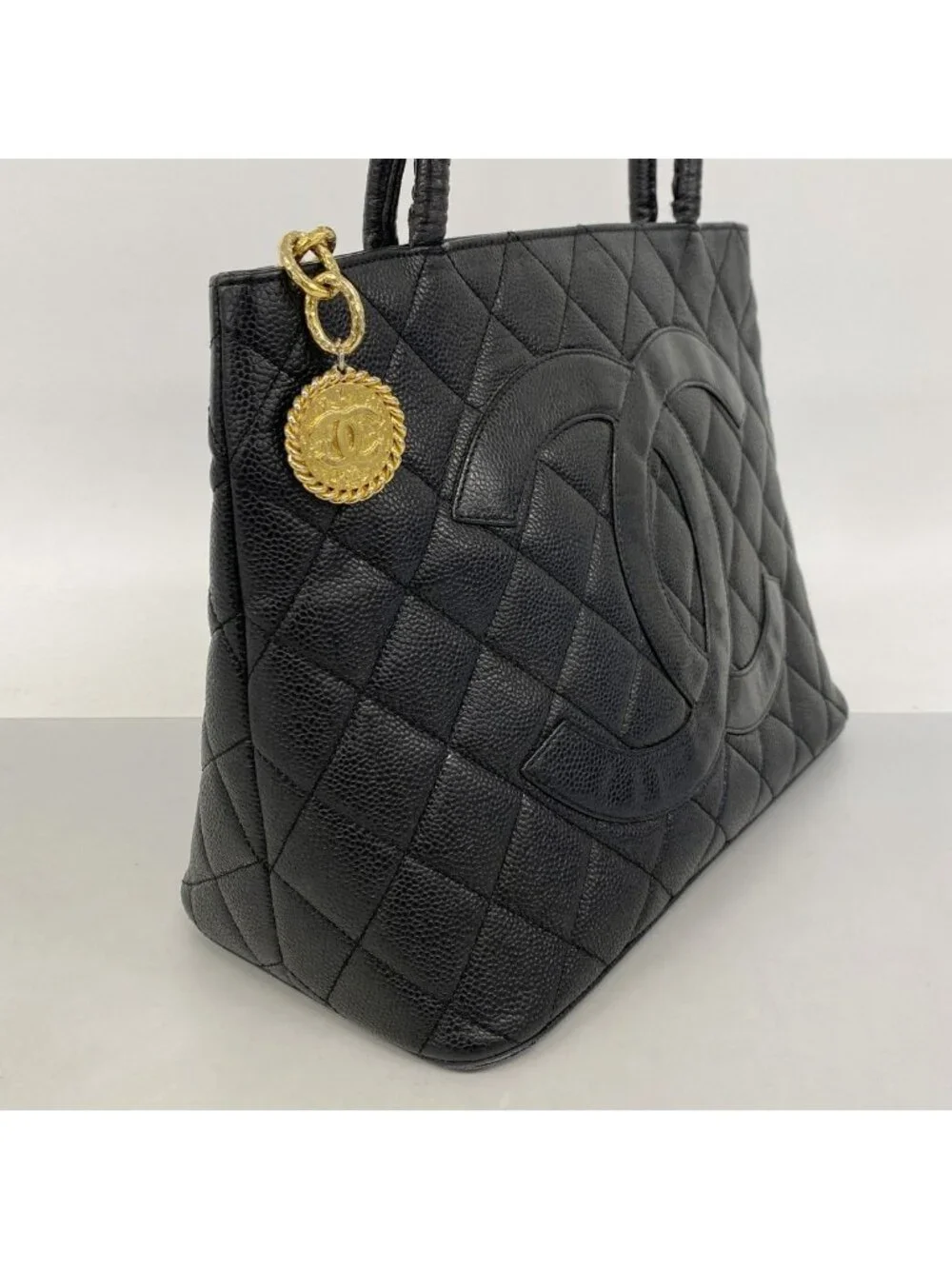 Chanel Tote Reissue Caviar Leather Black Gold